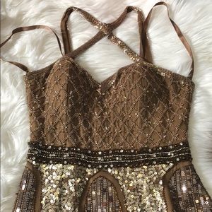 Custom made Excluded beaded Gold dress